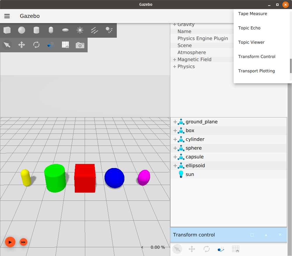 Choosing Transform Control from the plugin list