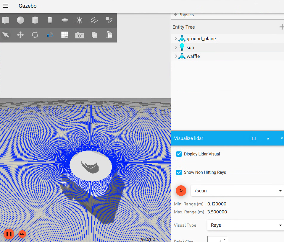 Screenshot of turtlebot 3 running in Gazebo